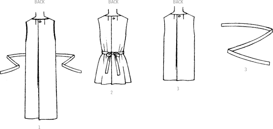 Simplicity Sewing Pattern S9906 Misses Apron in Two Lengths 9906 Line Art From Patternsandplains.com