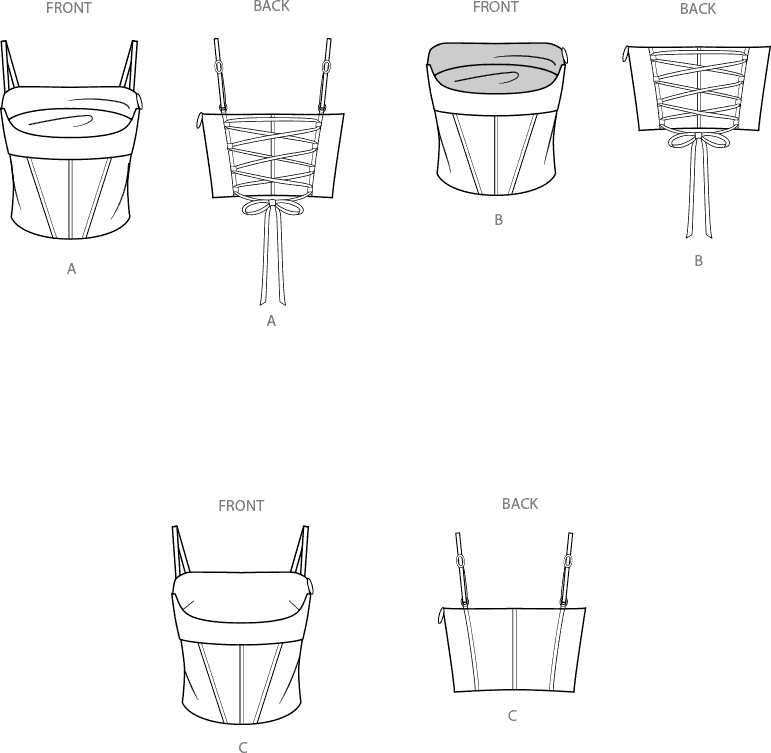 Simplicity Sewing Pattern S9922 Misses Corsets 9922 Line Art From Patternsandplains.com