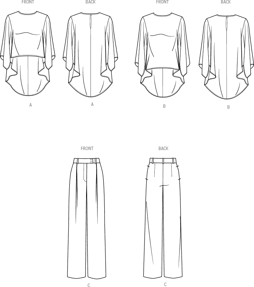 Simplicity Sewing Pattern S9926 Misses and Womens Tops and Pants 9926 Line Art From Patternsandplains.com