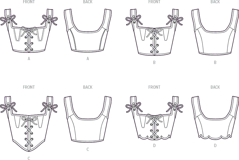 Simplicity Sewing Pattern S9943 Misses Corset Costumes 9943 Line Art From Patternsandplains.com