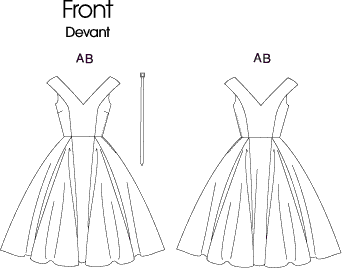 Vogue Pattern V1172 Misses Misses Petite Dress and Belt 1172 Line Art From Patternsandplains.com