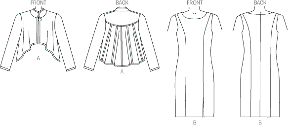 Vogue Pattern V1435 Misses Jacket and Dress 1435 Line Art From Patternsandplains.com