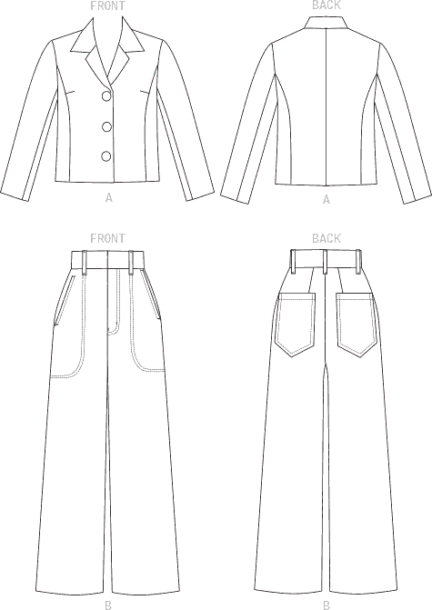 Vogue Pattern V1644 Misses Jacket and Pants 1644 Line Art From Patternsandplains.com