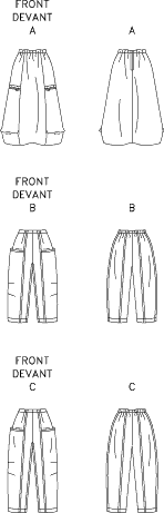 Vogue Pattern V1731 Misses Deep Pocket Skirt and Pants 1731 Line Art From Patternsandplains.com