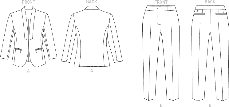 Vogue Pattern V1867 Misses Jacket and Pants 1867 Line Art From Patternsandplains.com