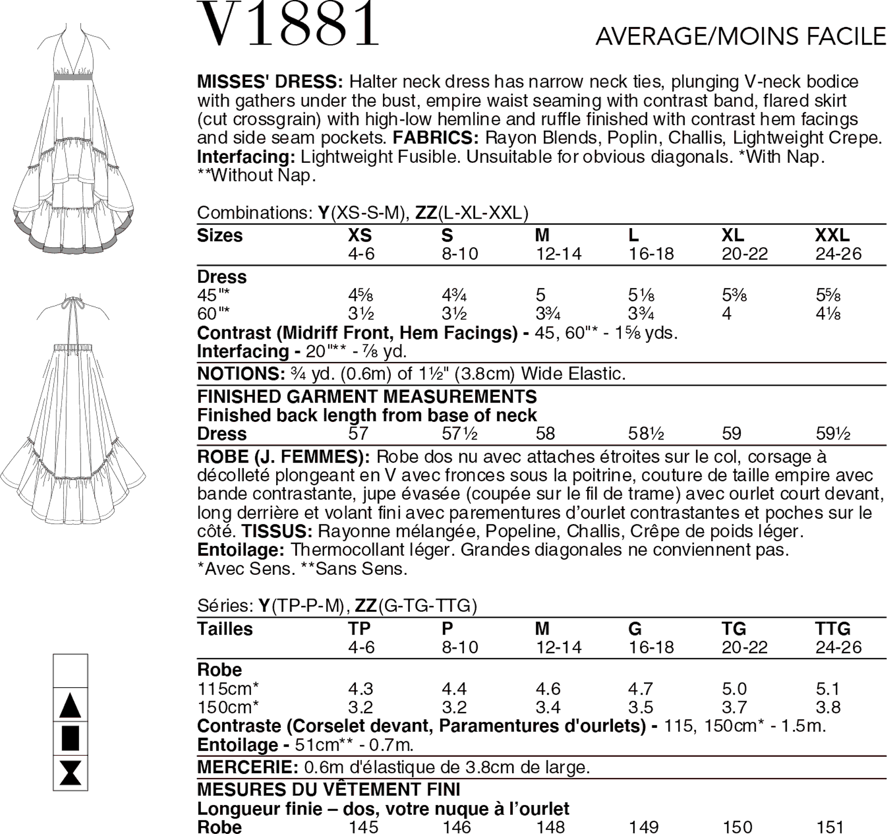 Vogue Pattern V1881 Misses Dress by Júlio César 1881 Fabric Quantity Requirements From Patternsandplains.com