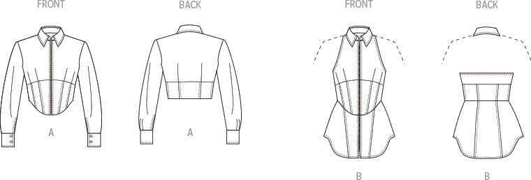 Vogue Pattern V1956 Misses Tops 1956 Line Art From Patternsandplains.com