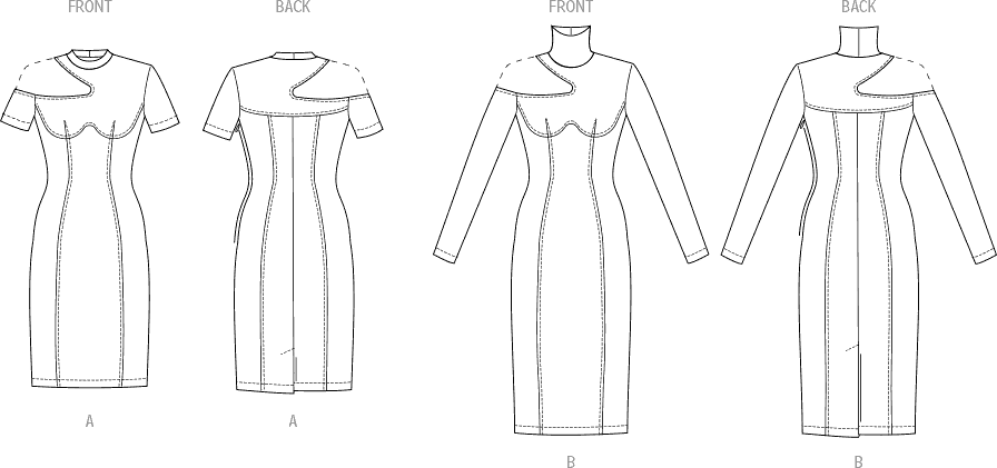 Vogue Pattern V1969 Misses Knit Dresses 1969 Line Art From Patternsandplains.com