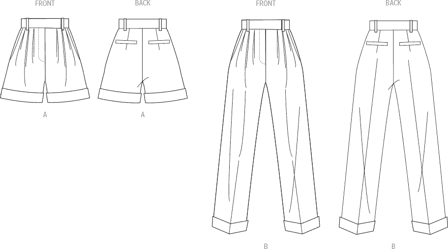 Vogue Pattern V2014 Misses Shorts and Pants 2014 Line Art From Patternsandplains.com