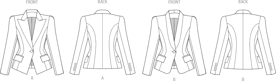 Vogue Pattern V2016 Misses Jackets 2016 Line Art From Patternsandplains.com