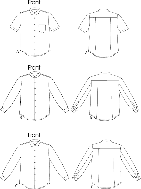 Vogue Pattern V8759 Mens Shirt 8759 Line Art From Patternsandplains.com