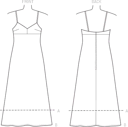 Vogue Pattern V9278 Misses Slip Style Dress with Back Zipper 9278 Line Art From Patternsandplains.com