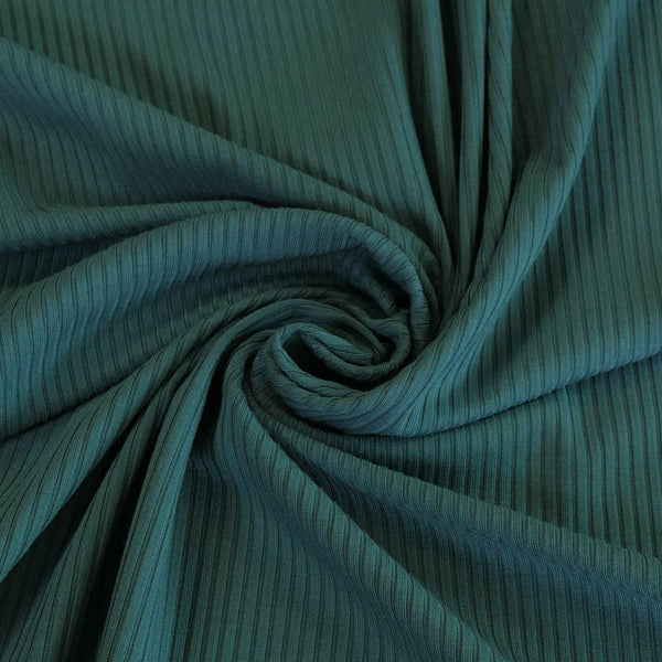 Fuji - Ocean Teal Bamboo and Elastane Rib Knit Fabric - Patterns and Plains