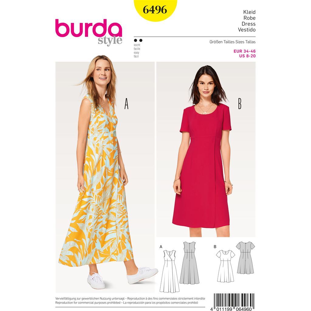 Burda Style Pattern B6496 Women's High Waist Dress 6496 - Patterns and ...