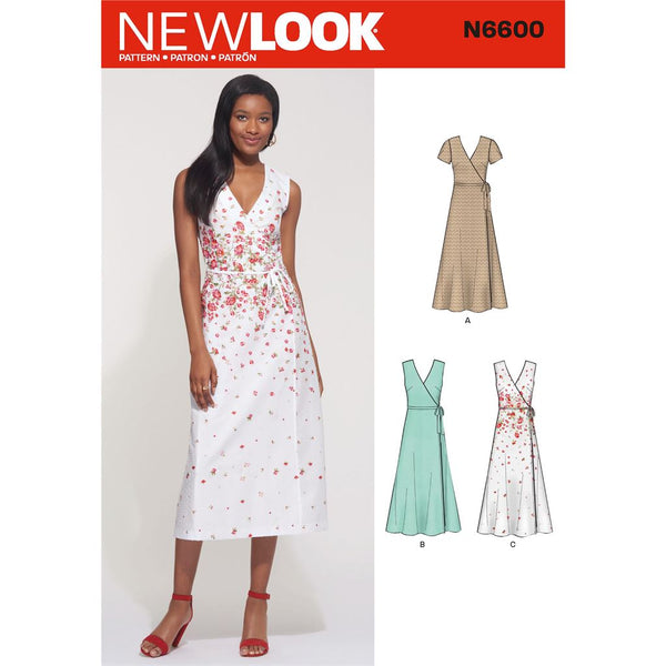 New Look Sewing Pattern N6600 Misses' Wrap Dress 6600 - Patterns and Plains