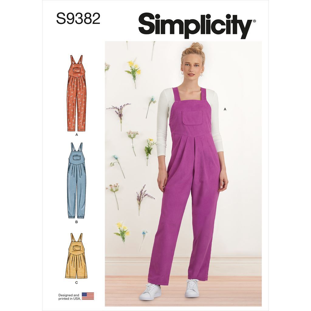 Simplicity Sewing Pattern S9382 Misses Overall with Shaped Raised Waist and Back Ties 9382 Image 1 From Patternsandplains.com