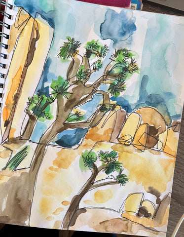 watercolor sketch of Joshua Tree