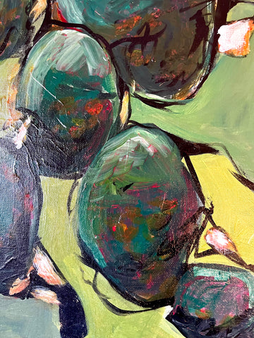 detail of abstract green rock painting