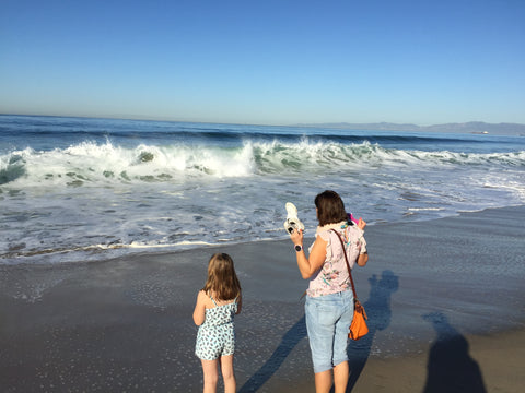 first time by the Pacific. Enjoying the waves. Squealing at the waves