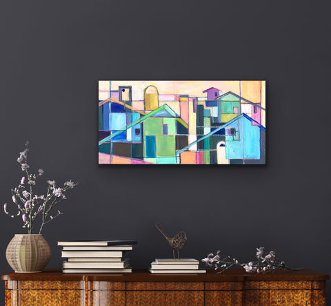 abstract painting of Hermosa houses