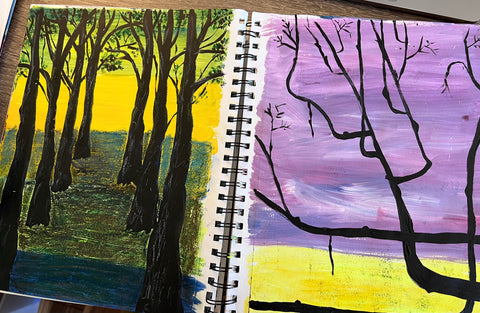trees in sketchbook
