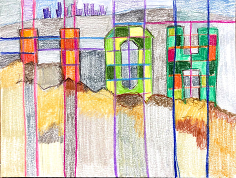 sketch of Hollywood sign in brigh colors