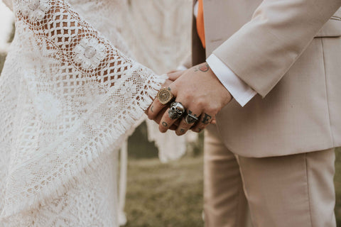 Bohemian lace wedding dress bell sleeve
