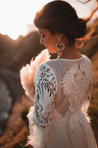 Bohemian wedding dress lace detail