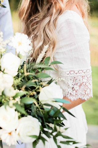 Bohemian wedding dress sleeve lace detail