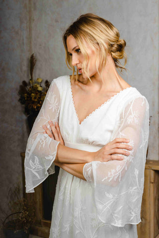 cotton lace wedding dress with sleeves