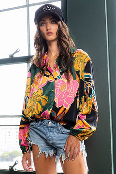 Floral Scarves Button-up Shirt