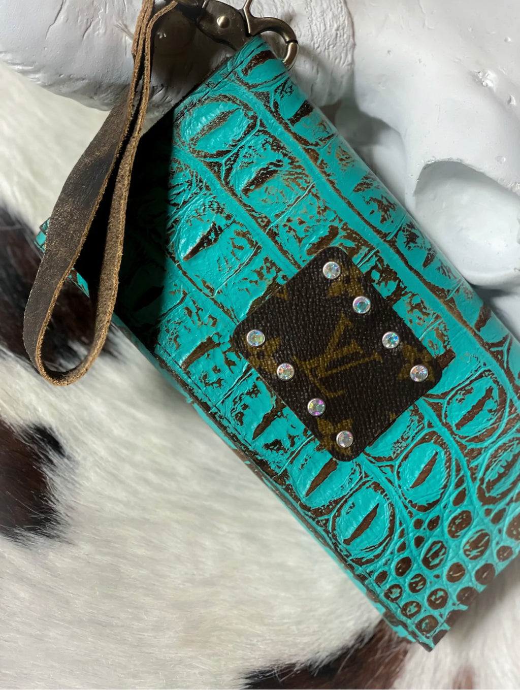 Gypsy LV Keychain Card Wallet Turquoise