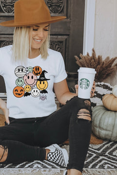 Halloween Smiley Faces Graphic Tee