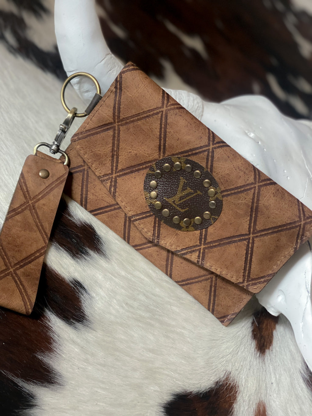 Up-Cycled Louis Vuitton Cowhide Leather Wristlet Norma