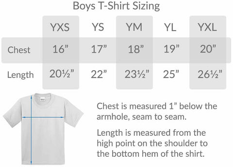 BlueRaven boys t-shirt size chart- graphic tee - t-shirt - cool t-shirts