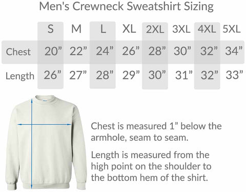 BlueRaven mens crew neck sweatshirt size chart graphic t-shirts tees