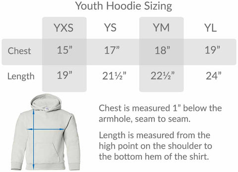 BlueRaven Youth Hoodie size chart graphic hoodie cool tees cotton