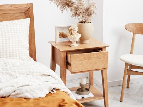 solid oak bedside table