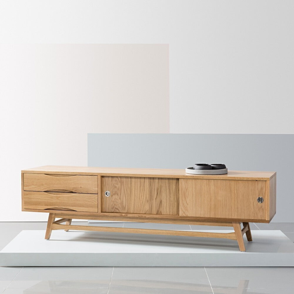 Svend Entertainment Unit - Solid Oak - Reversible Doors - IconByDesign product image