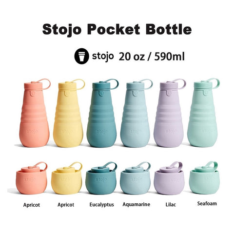 STOJO Collapsible Bottle Reusable & Leakproof Travel Water Bottle, 20oz / 592ml 食用級矽膠耐高溫可折疊水樽