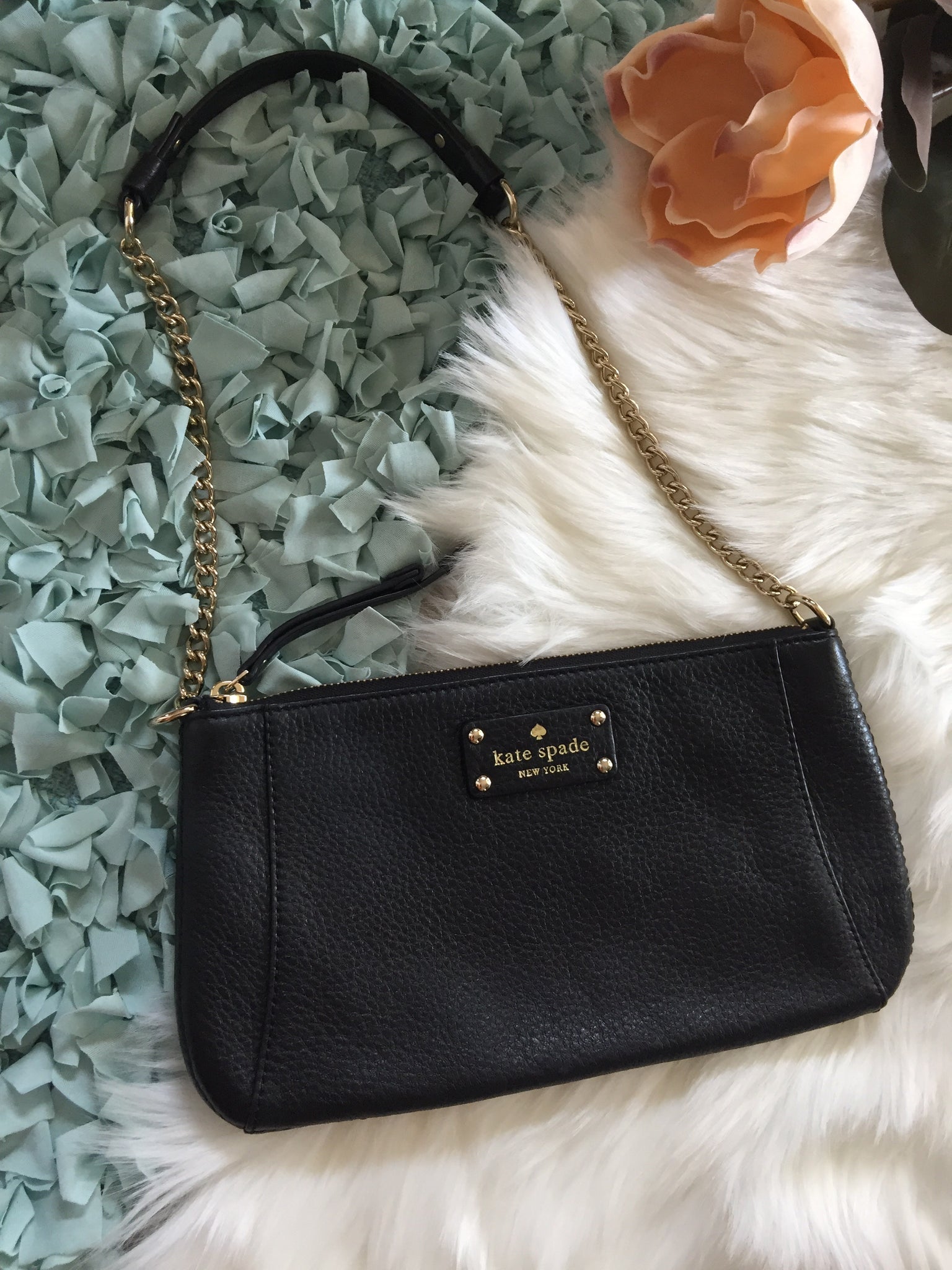 Kate Spade Black Leather Gold Chain Bag - New! – Designer Fashion Brands 4  Less