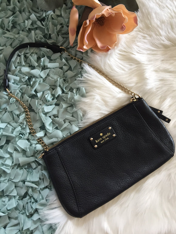 Kate Spade Black Leather Gold Chain Bag - New! – Designer Fashion Brands 4  Less