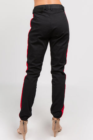 high rise twill joggers