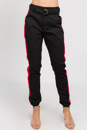 high rise twill joggers