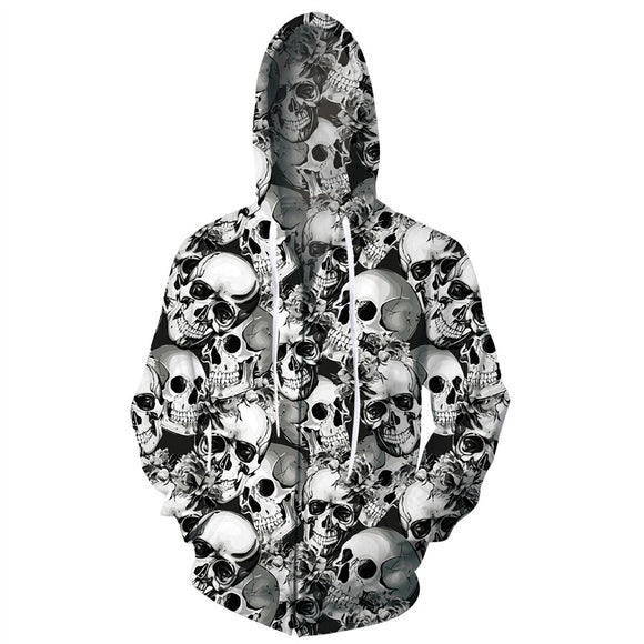 mens skull zip up hoodies