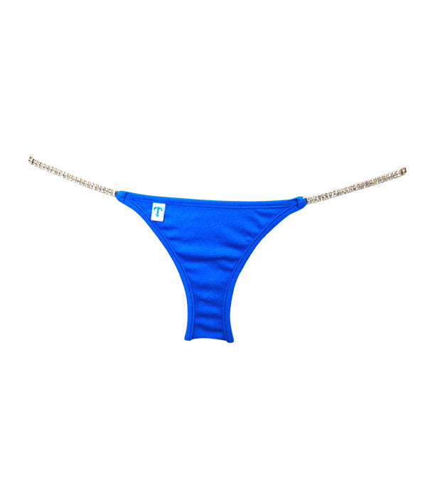 Brazilian Half Pucker Bikini Bottom in Bright Blue with Crystal Strand ...