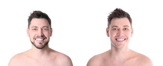 a man before and after shaving