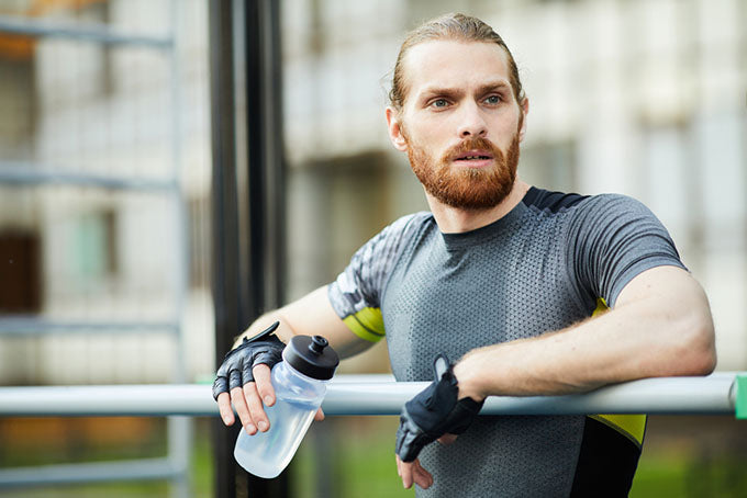 portrait man sweating after exercise