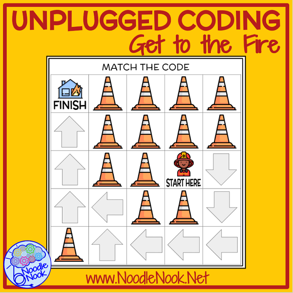Unplugged Coding. Get to Fire- Adapted & Leveled Tech for SpEd and Autism Units (DIGITAL DOWNLOAD)