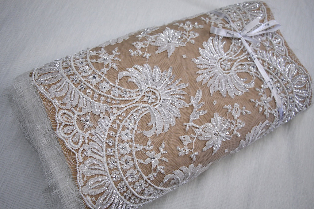 buy beaded lace fabric online